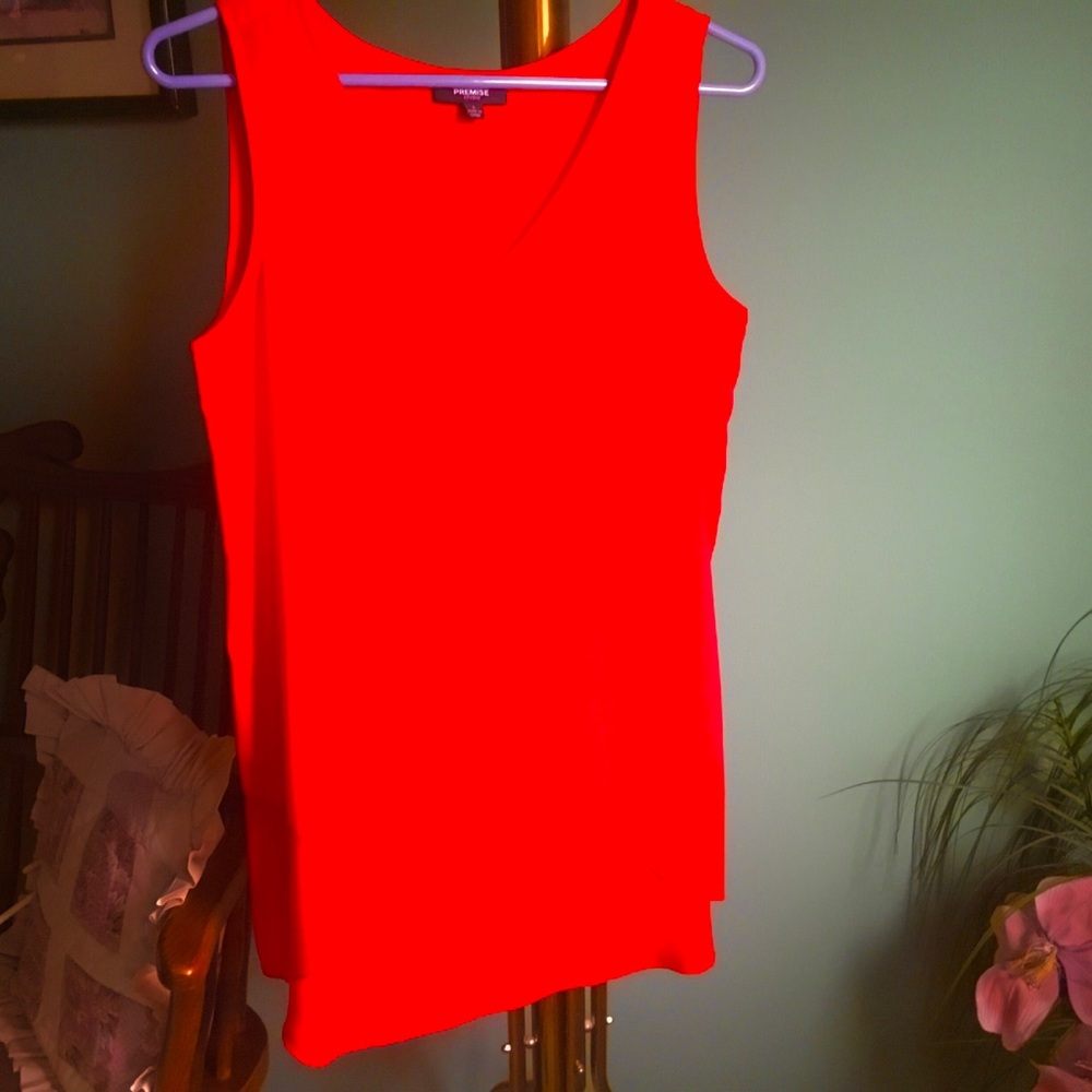 Red Tiered Tunic Style Red Blouse - Sz S - NWOT